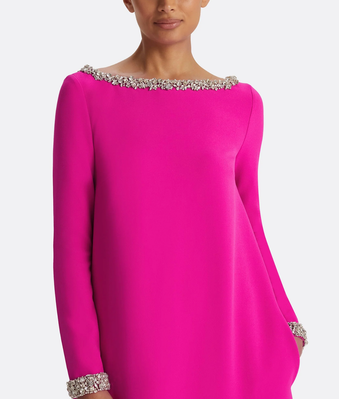 long-sleeve A-line gown with embellished neckline – FOUCE-1