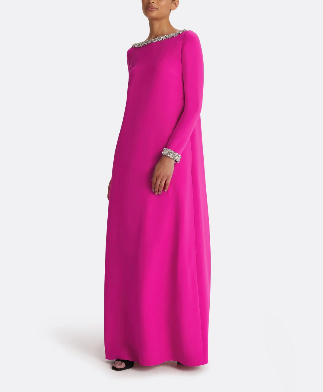 long-sleeve A-line gown with embellished neckline – FOUCE-1