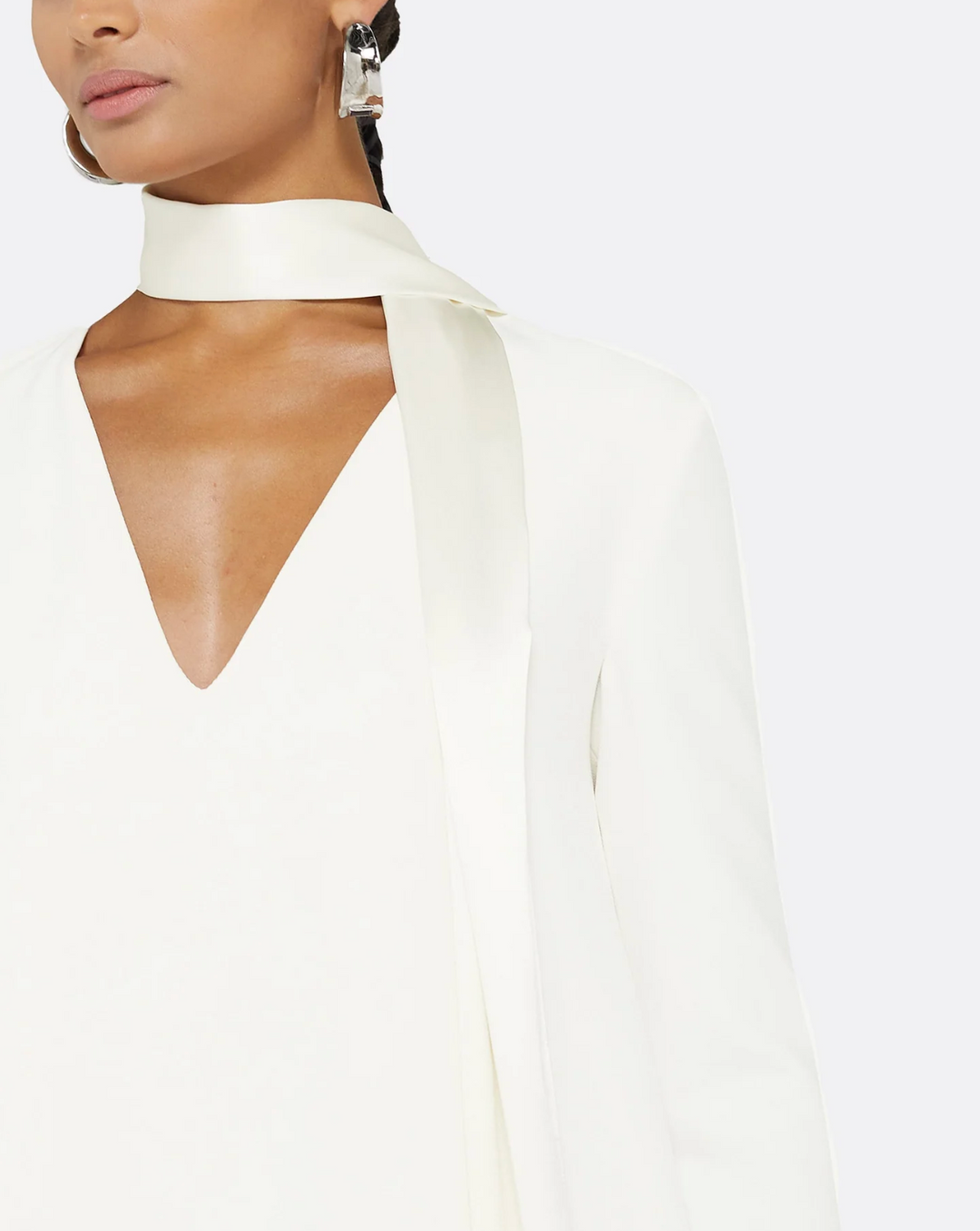 long-sleeve A-line gown with scarf neckline – MIERA