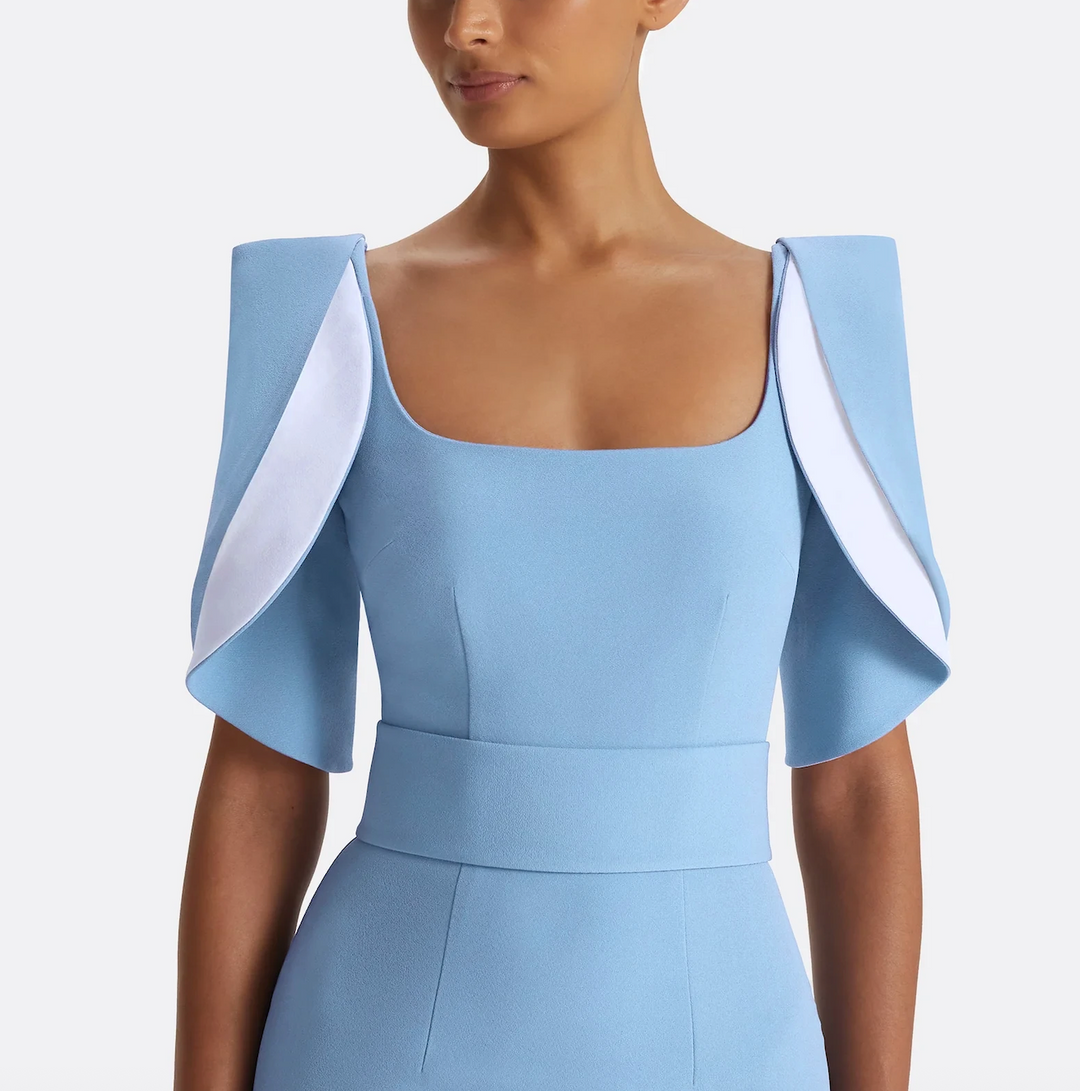 square-neck column gown with sculpted flutter sleeves – SKYLA-1