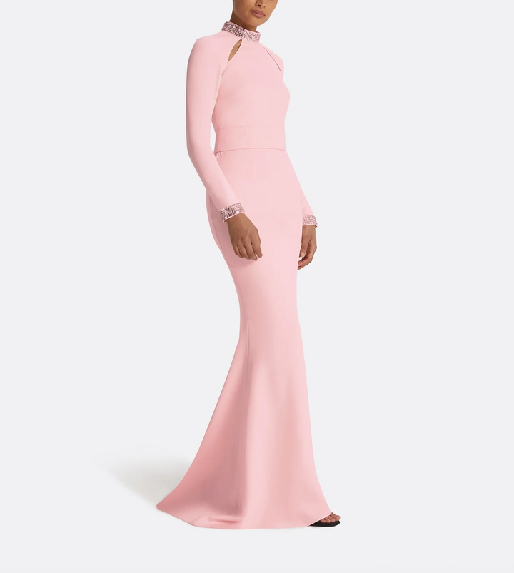 embellished high-neck gown with front cutouts – ROSLE-1