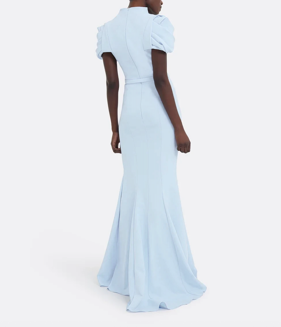 mermaid gown with ruched puff sleeves – ODD- AZURELLE