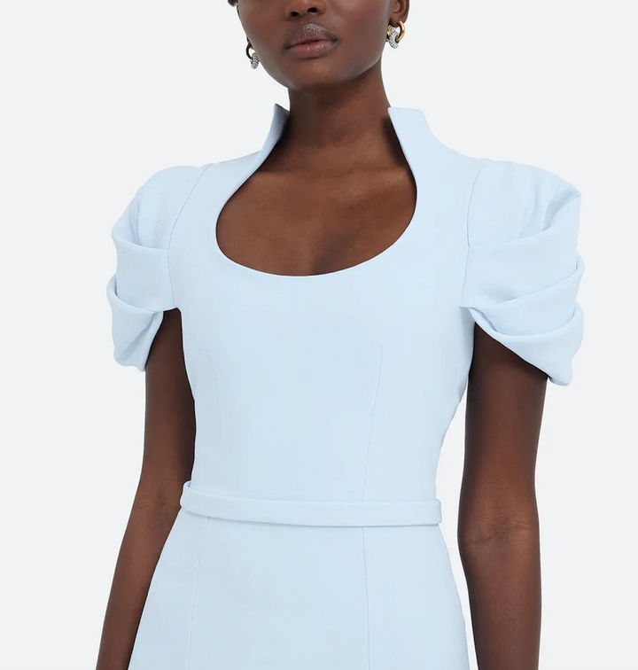mermaid gown with ruched puff sleeves – ODD- AZURELLE