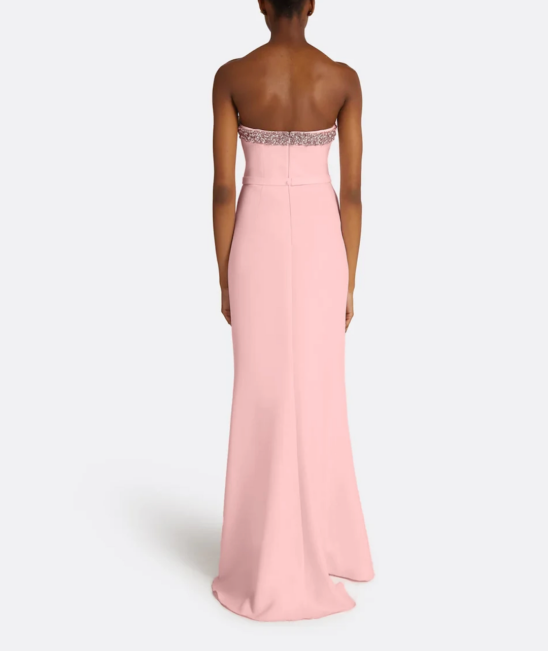 strapless column gown with beaded neckline – ROSÉ