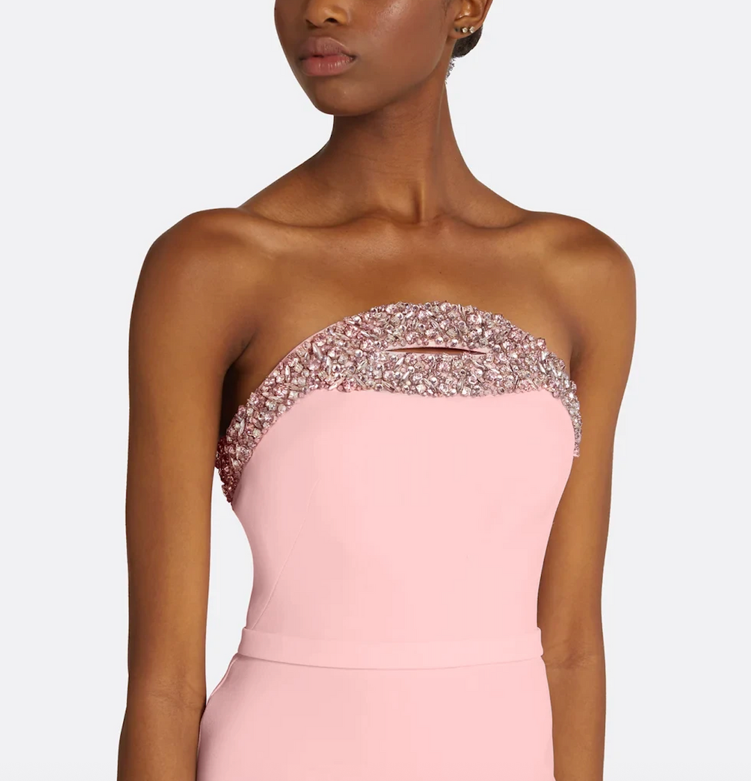 strapless column gown with beaded neckline – ROSÉ