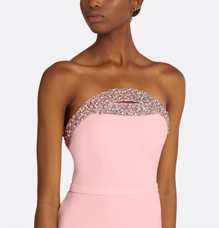 strapless column gown with beaded neckline – ROSÉ