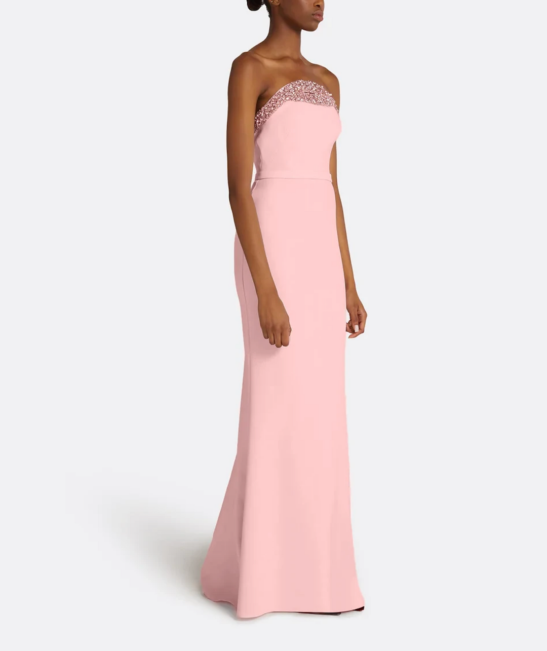 strapless column gown with beaded neckline – ROSÉ
