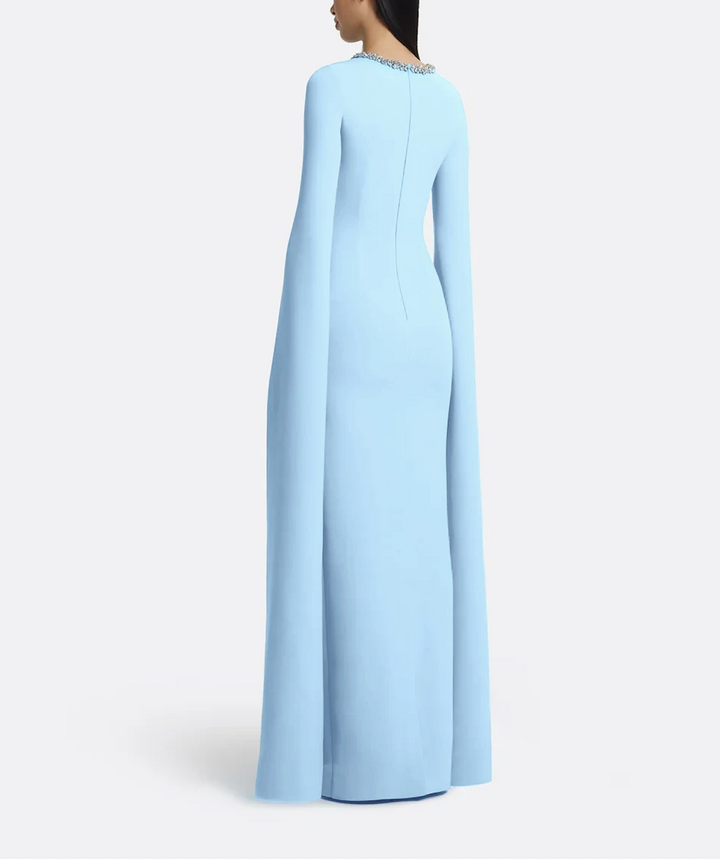 cape-sleeve gown with crystal neckline – CELESTE-1