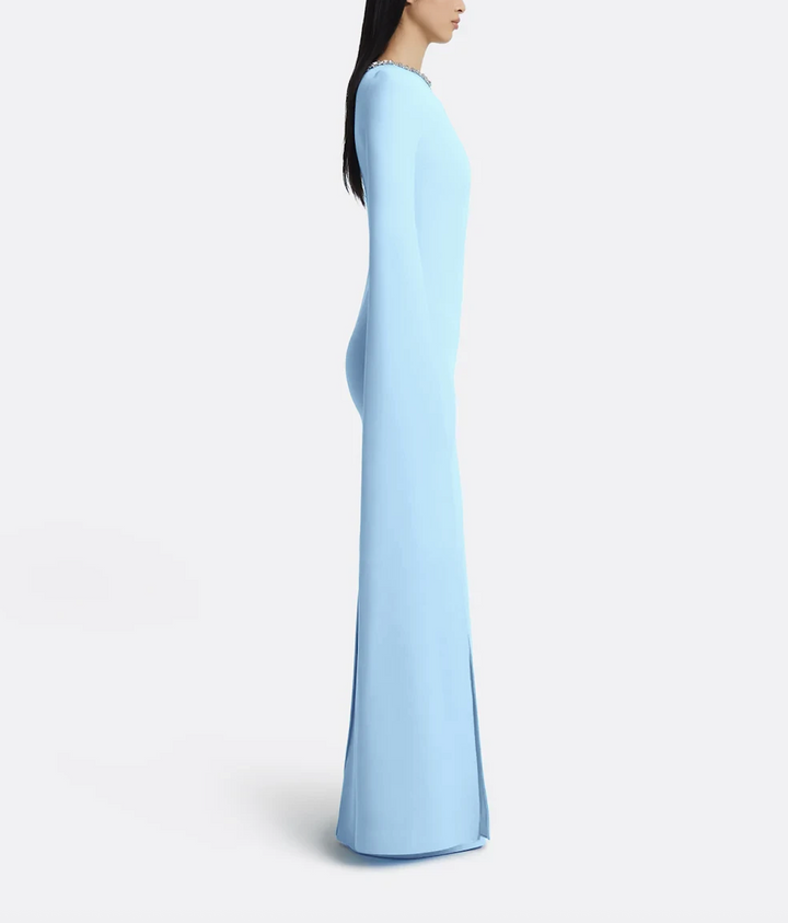 cape-sleeve gown with crystal neckline – CELESTE-1