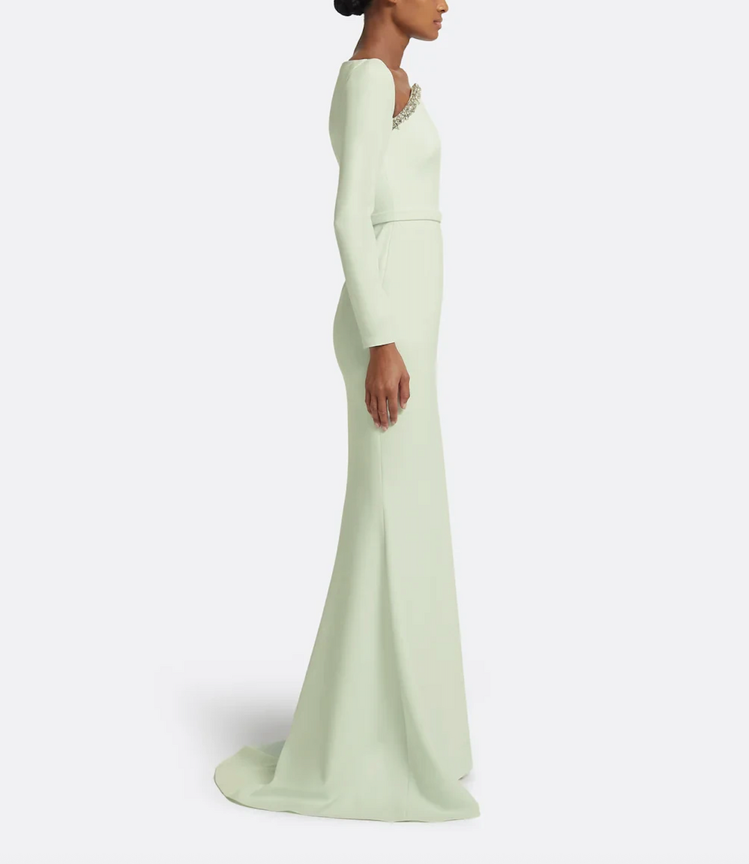 long-sleeve mermaid gown with embellished neckline – SERII-1