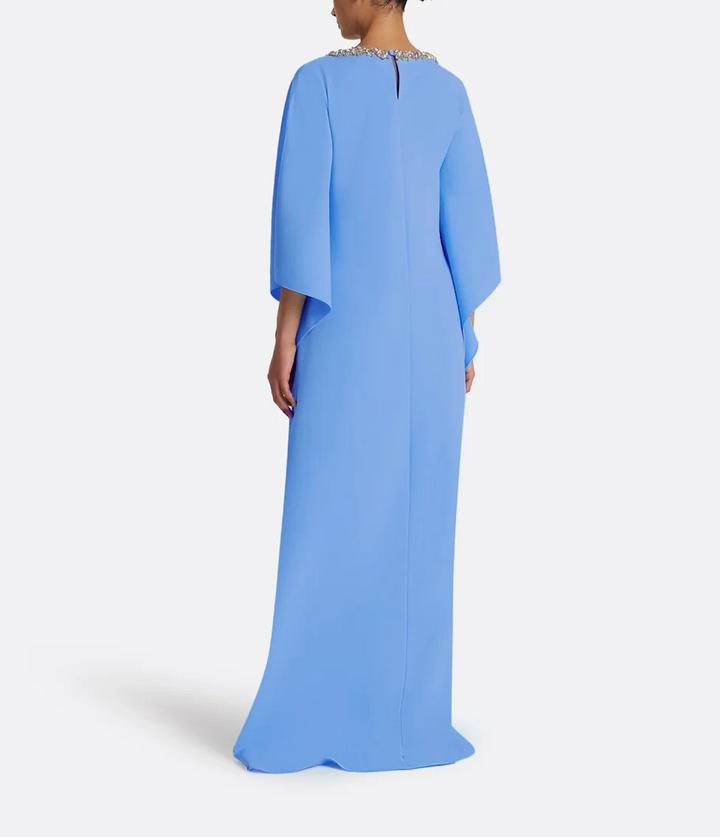 batwing-sleeve gown with crystal neckline – AZURÉE