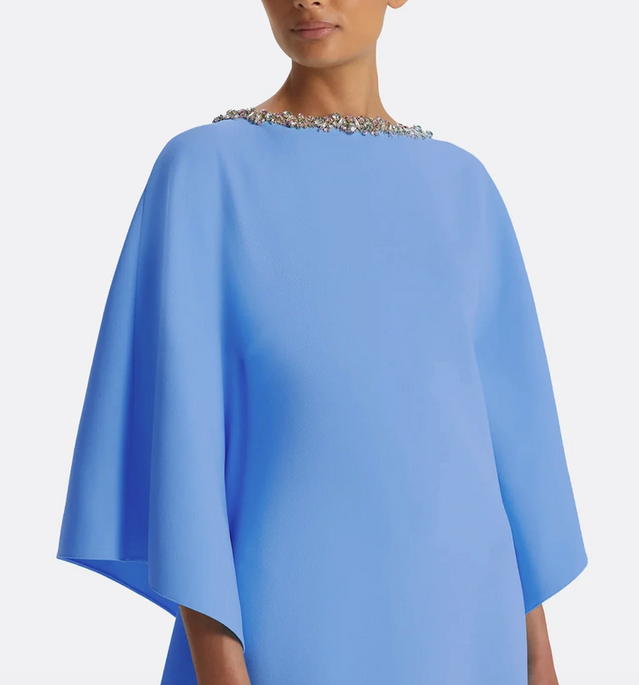 batwing-sleeve gown with crystal neckline – AZURÉE