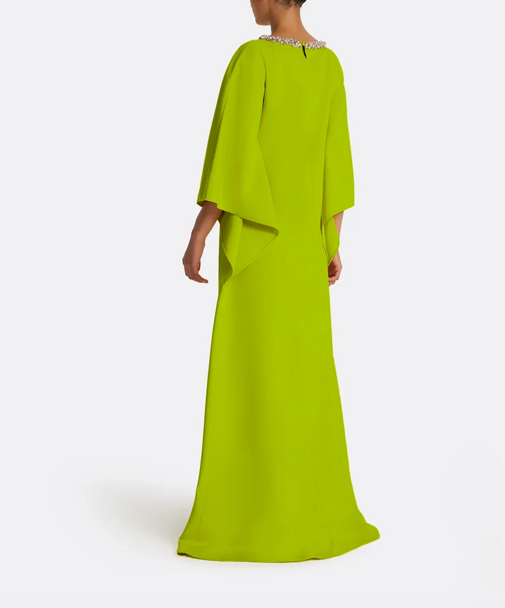 batwing-sleeve gown with crystal neckline – AZURÉE