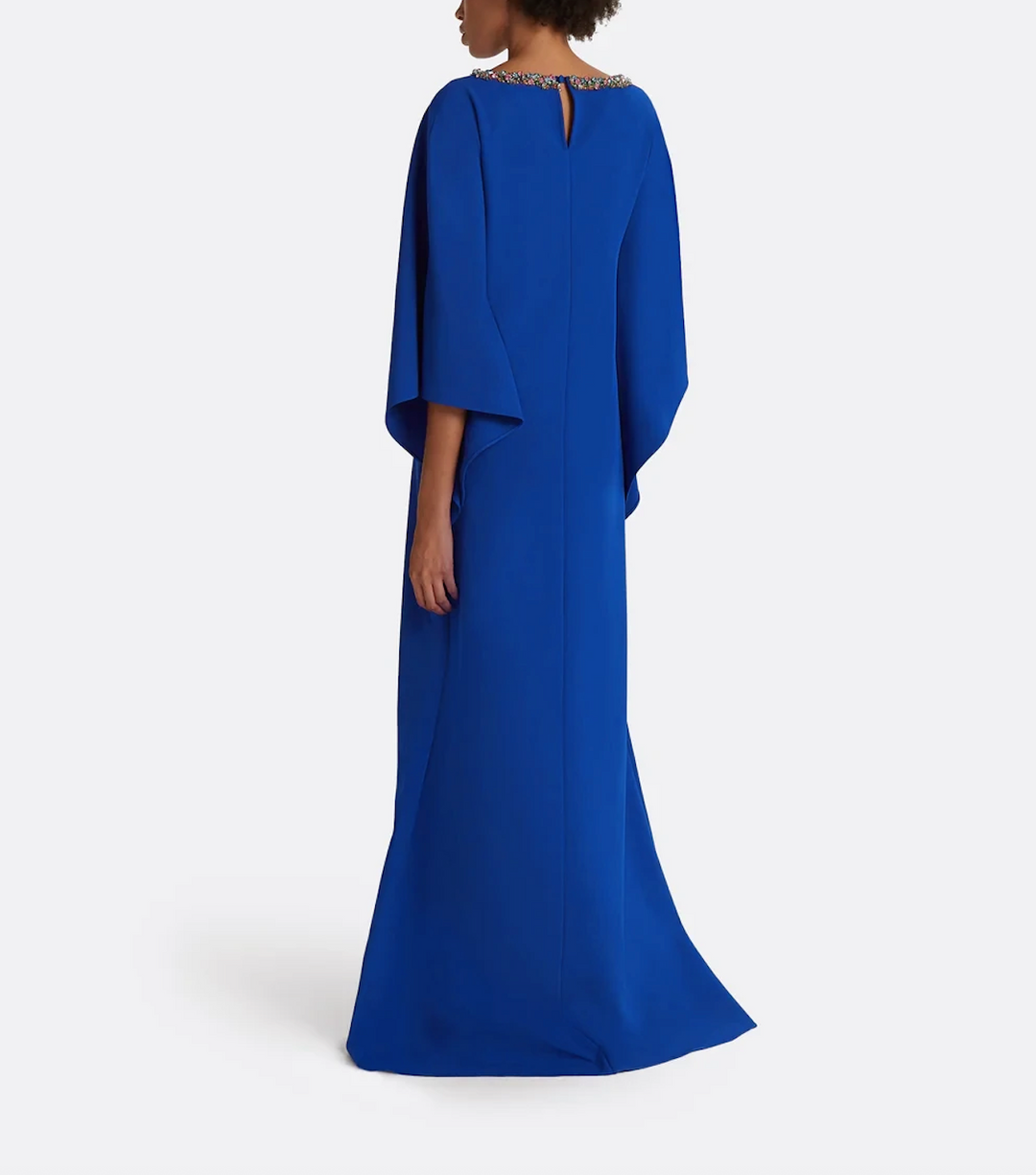 batwing-sleeve gown with crystal neckline – AZURÉE