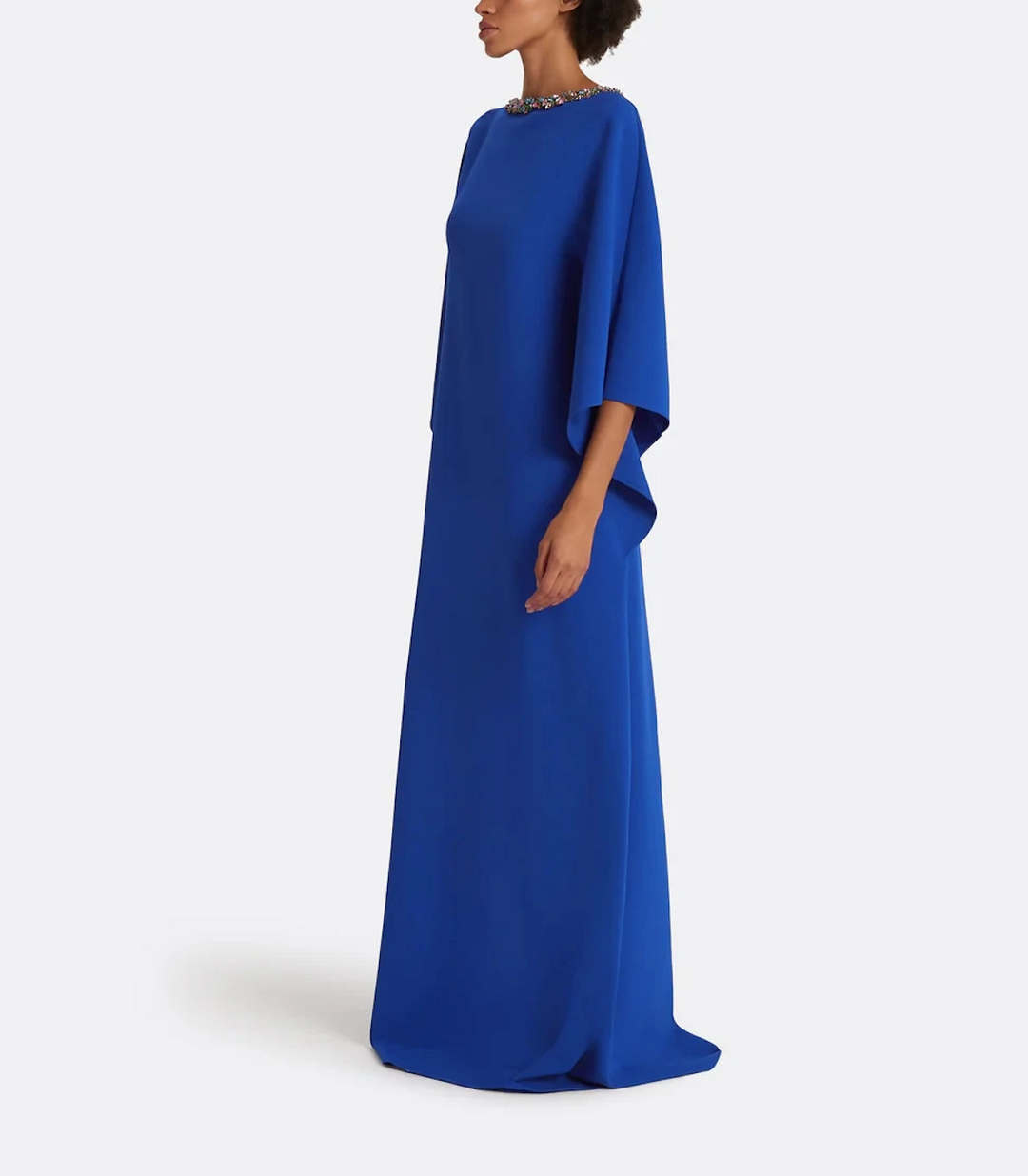 batwing-sleeve gown with crystal neckline – AZURÉE