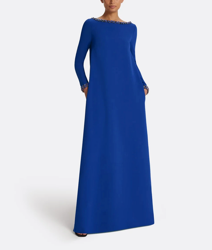 long-sleeve A-line gown with embellished neckline – SAPPHIRA