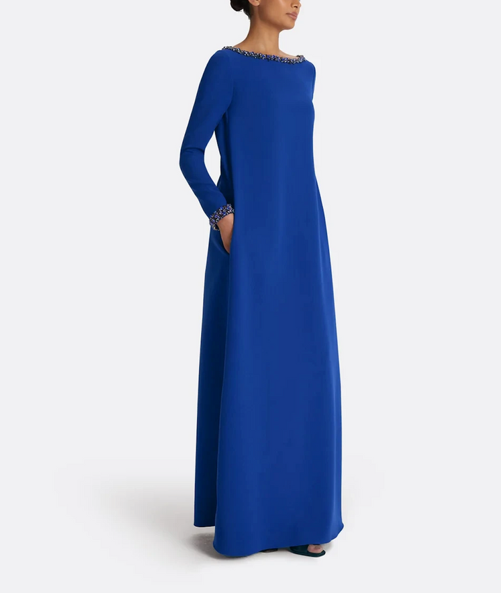 long-sleeve A-line gown with embellished neckline – SAPPHIRA