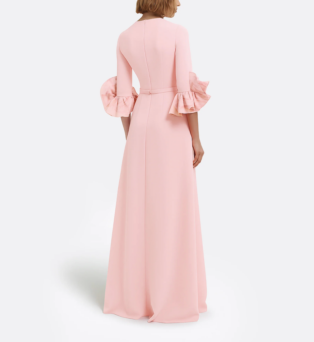 long-sleeve gown with floral cuff accents – ROSABELLE-1
