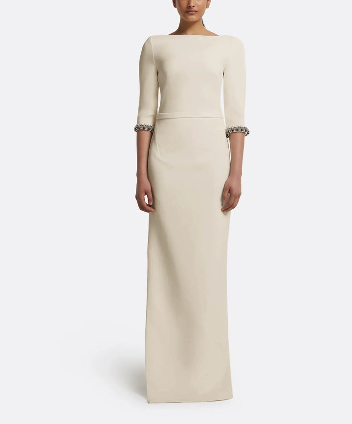 fitted column gown with embellished cuffs – ODD- ELYSIA