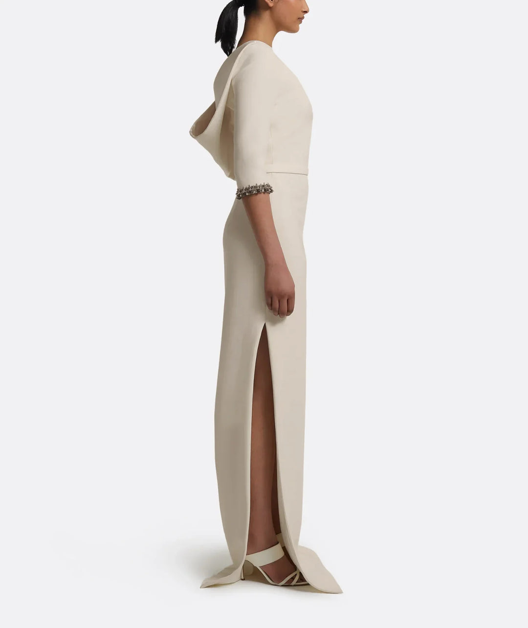 fitted column gown with embellished cuffs – ELYSIA-1