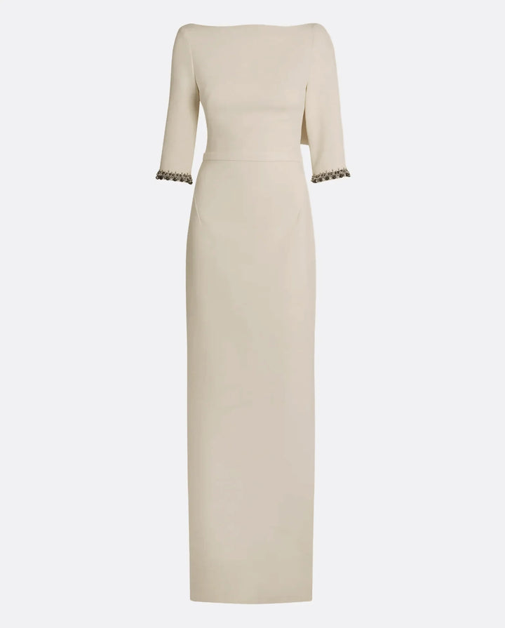 fitted column gown with embellished cuffs – ELYSIA