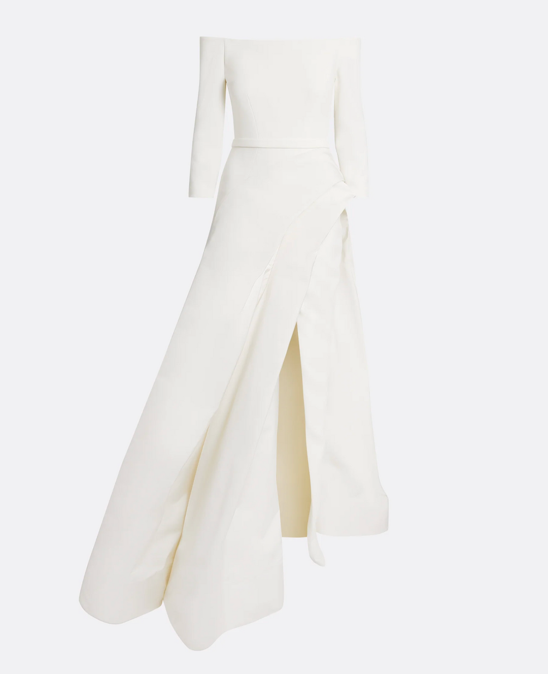 off-shoulder gown with draped slit skirt – ODD- ALYAAH
