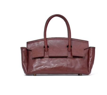 soft leather mini carryall with structured flap detail – CAMELIA