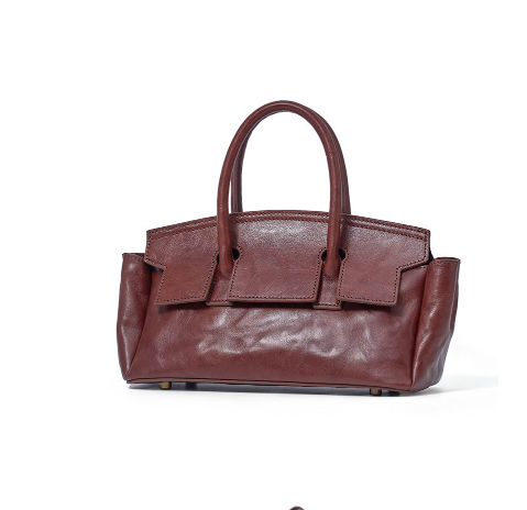 soft leather mini carryall with structured flap detail – CAMELIA