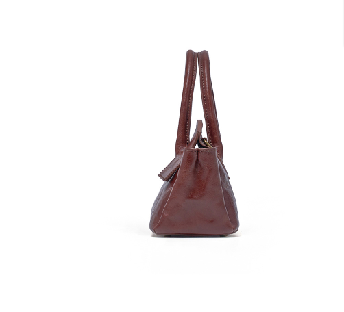 soft leather mini carryall with structured flap detail – CAMELIA