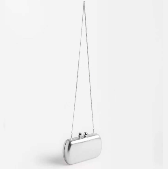 metallic hard-case clutch with ball clasp – LUMINA