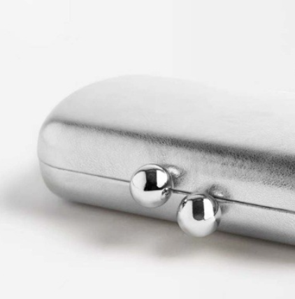 metallic hard-case clutch with ball clasp – LUMINA