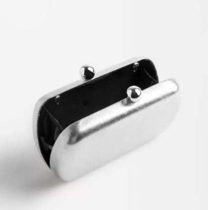 metallic hard-case clutch with ball clasp – LUMINA