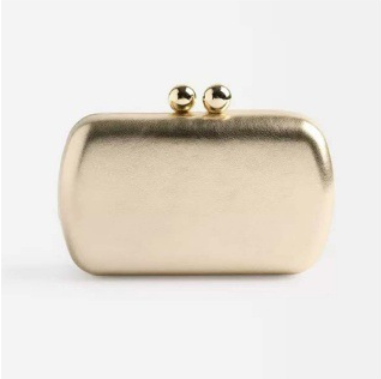 metallic hard-case clutch with ball clasp – LUMINA