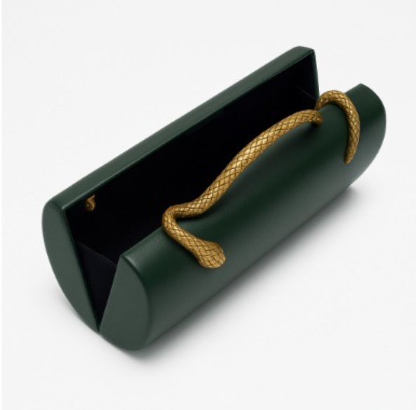 cylindrical leather-effect clutch with rope handle – VERDE