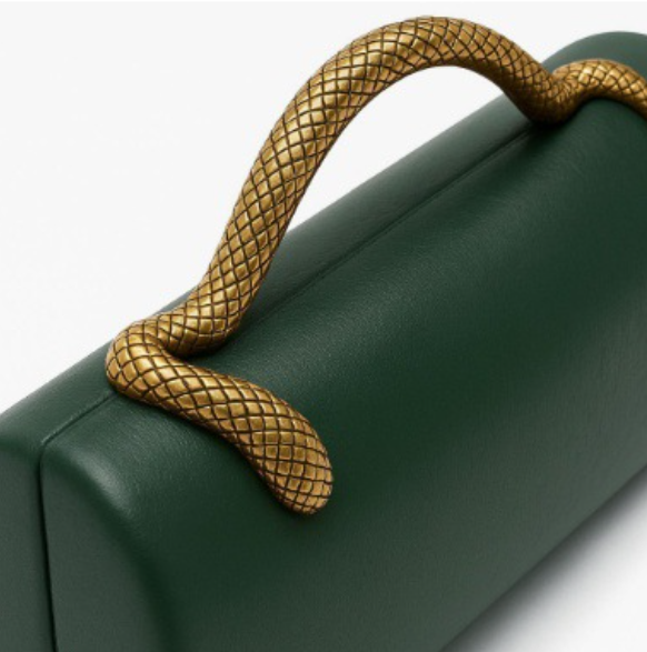 cylindrical leather-effect clutch with rope handle – VERDE