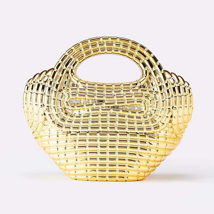 woven metallic top-handle clutch – AURUM