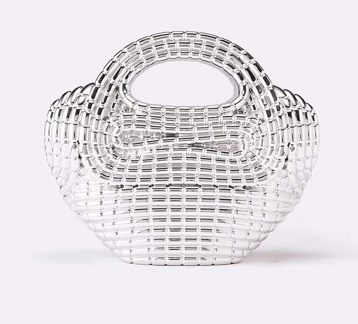 woven metallic top-handle clutch – AURUM