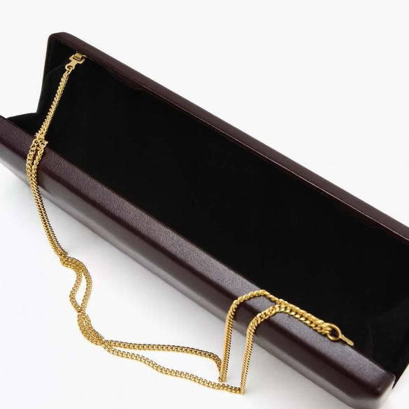 elongated hard-case evening clutch with chain strap – ESPRESSA