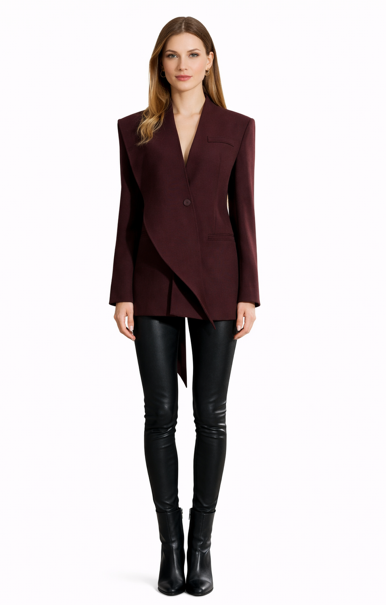 asymmetric tailored blazer with draped panel – AURA