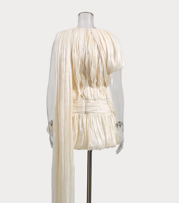draped pleated mini dress with sash detail – MUSE