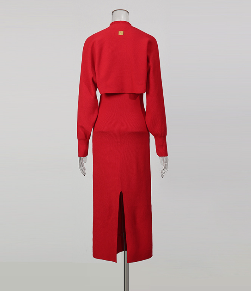 high-neck long sleeve maxi dress with gold brooch – EMPRESS