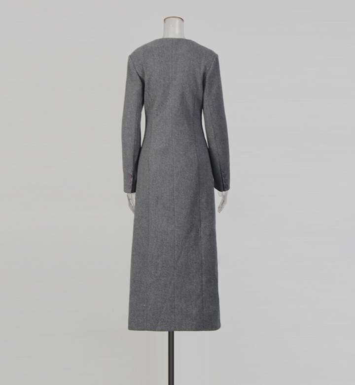 asymmetrical button long sleeve tailored midi dress – URBAN