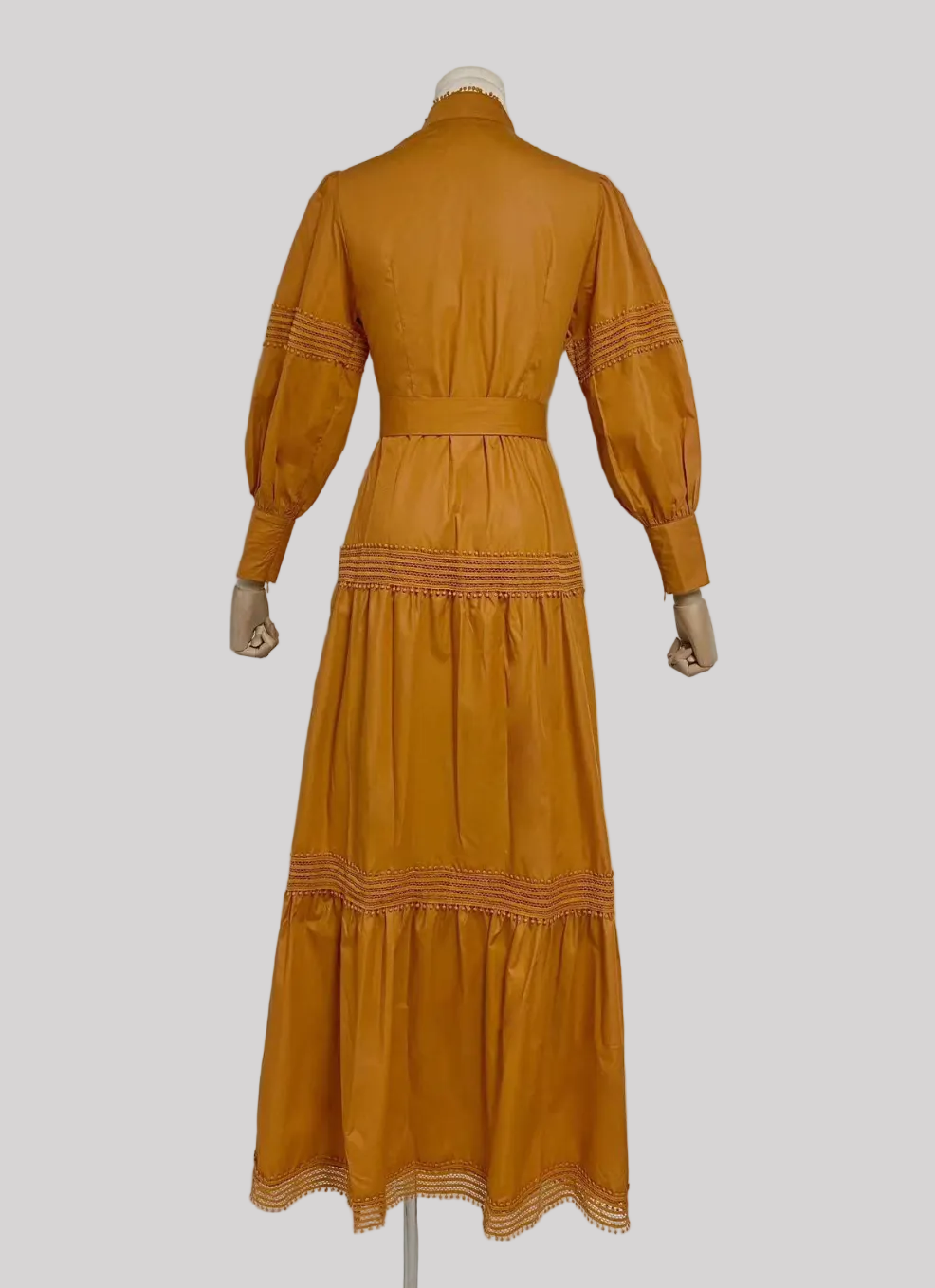belted button-front puff sleeve maxi dress – SAFFRO