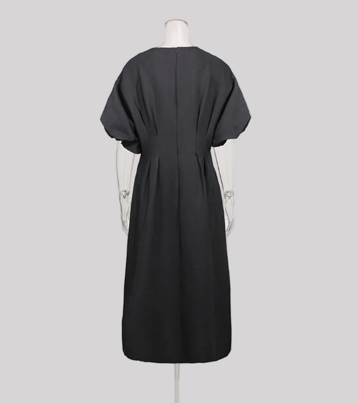 embellished puff sleeve A-line midi dress – ODD- ORBIT