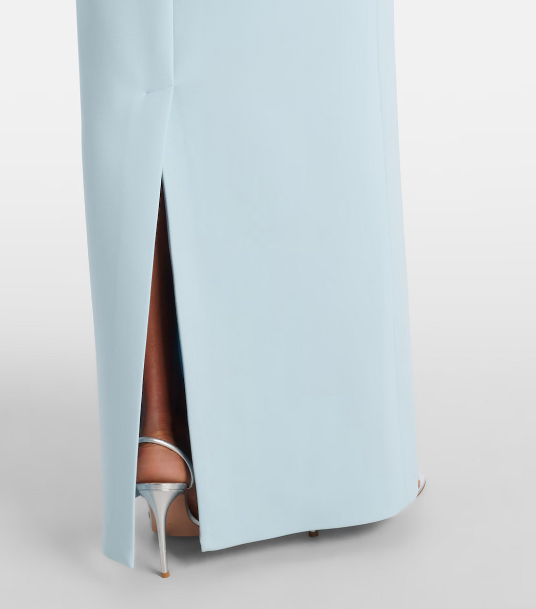 one-shoulder column gown with crystal floral accent – BAKRY
