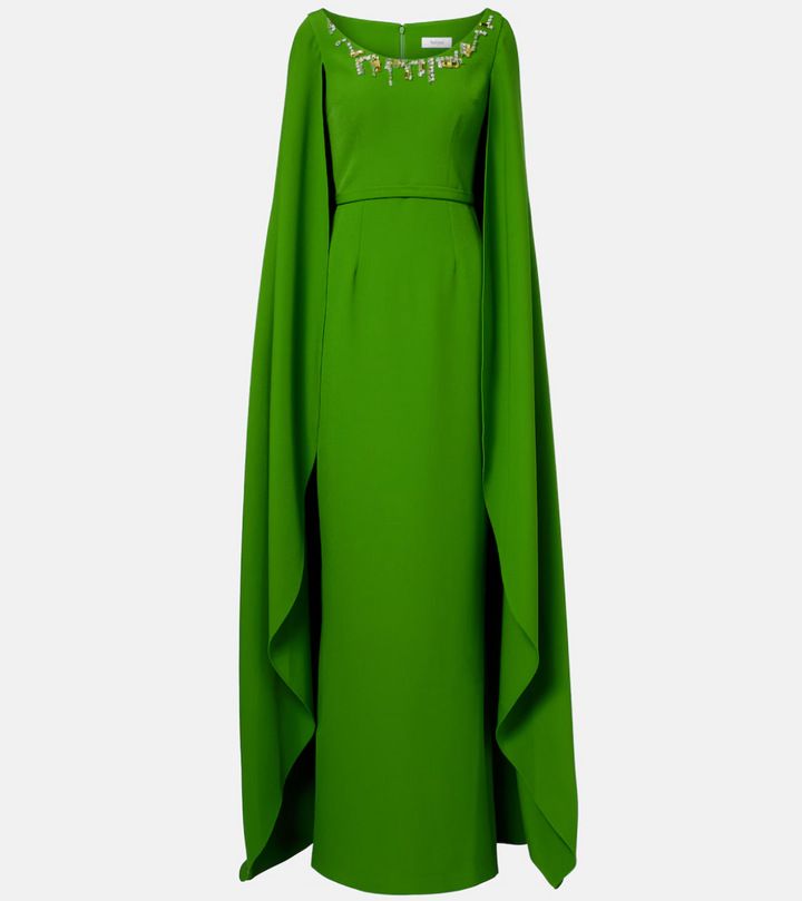 cape sleeve column gown with crystal neckline – LAVENDER