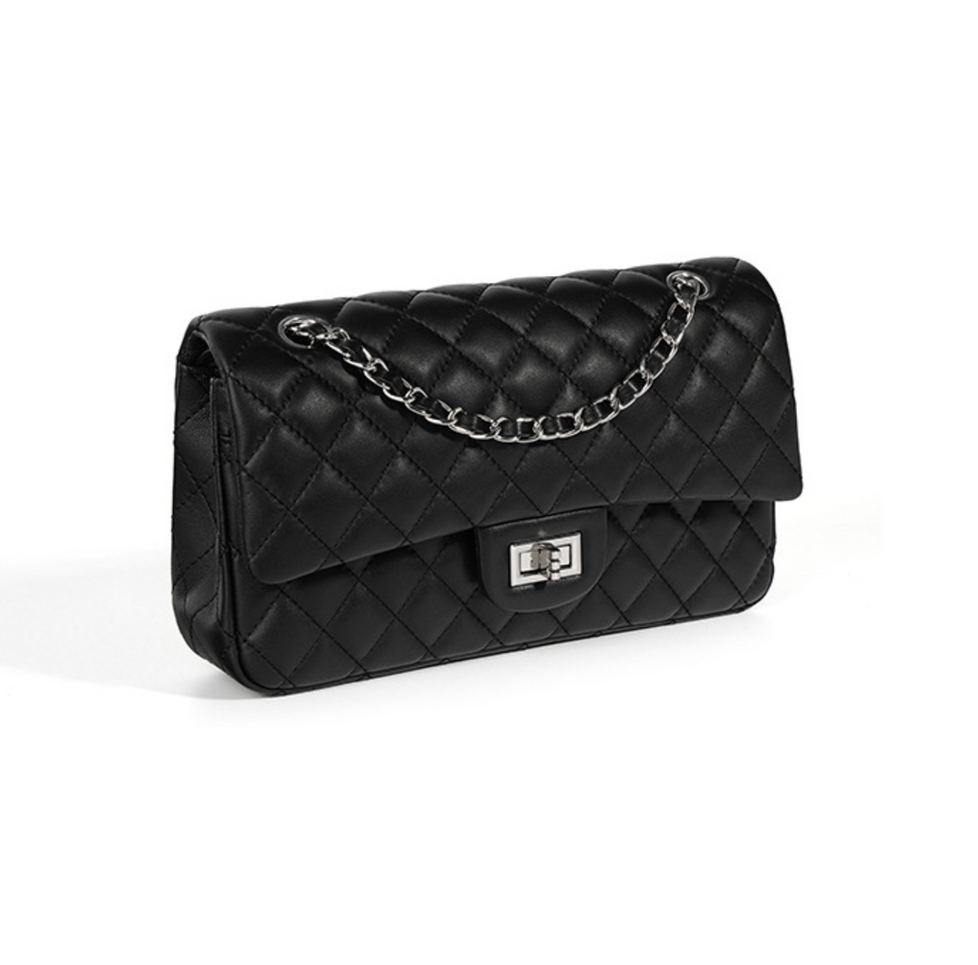 Black Quilted Chain Shoulder Bag – LUNÉVA