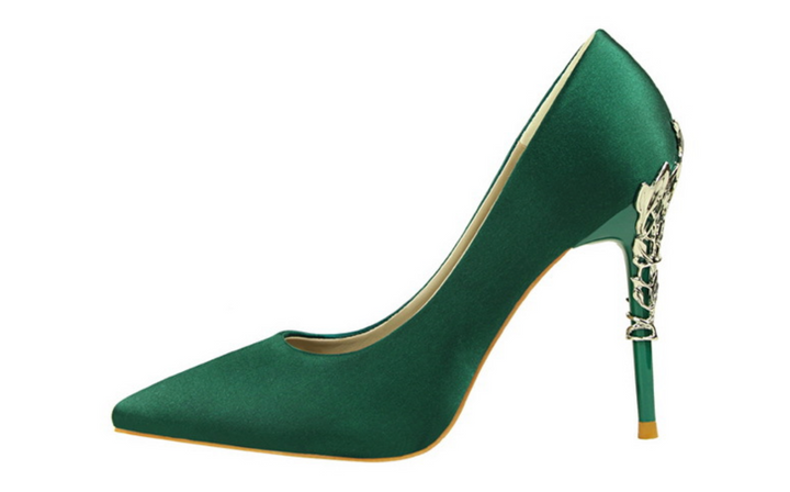 Rose Gold Sculpted Heel Pointed Pumps – ROSÉLIA