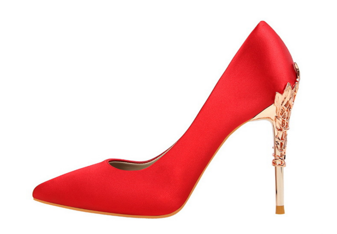 Rose Gold Sculpted Heel Pointed Pumps – ROSÉLIA