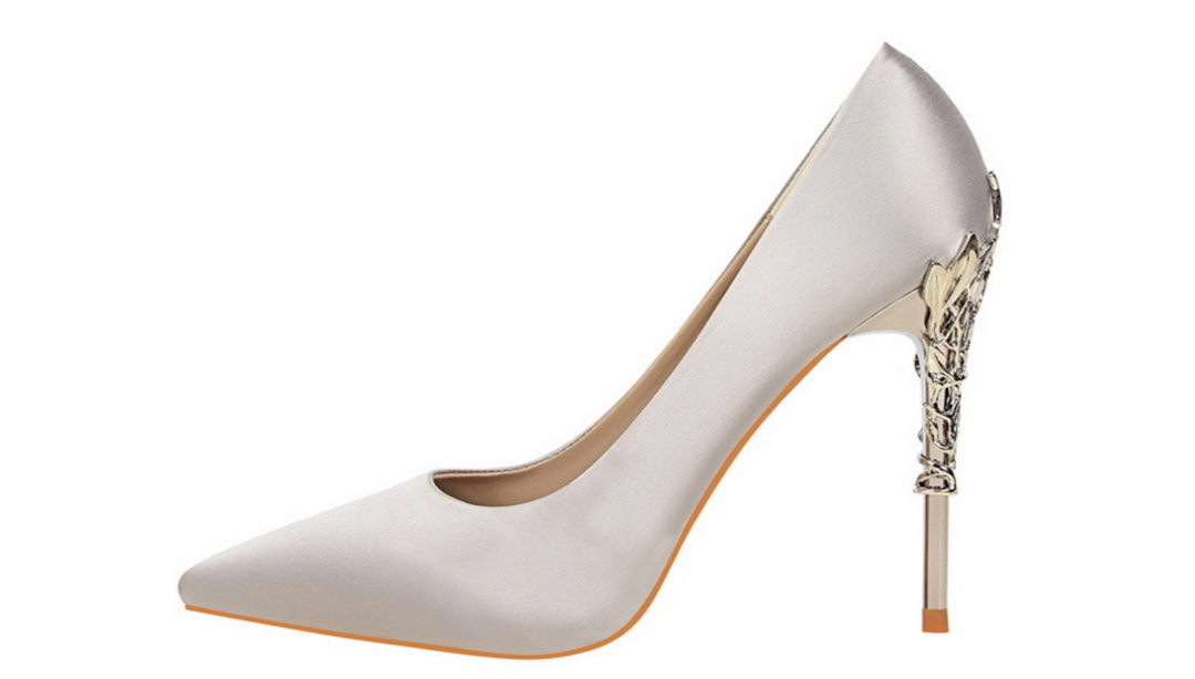 Rose Gold Sculpted Heel Pointed Pumps – ROSÉLIA